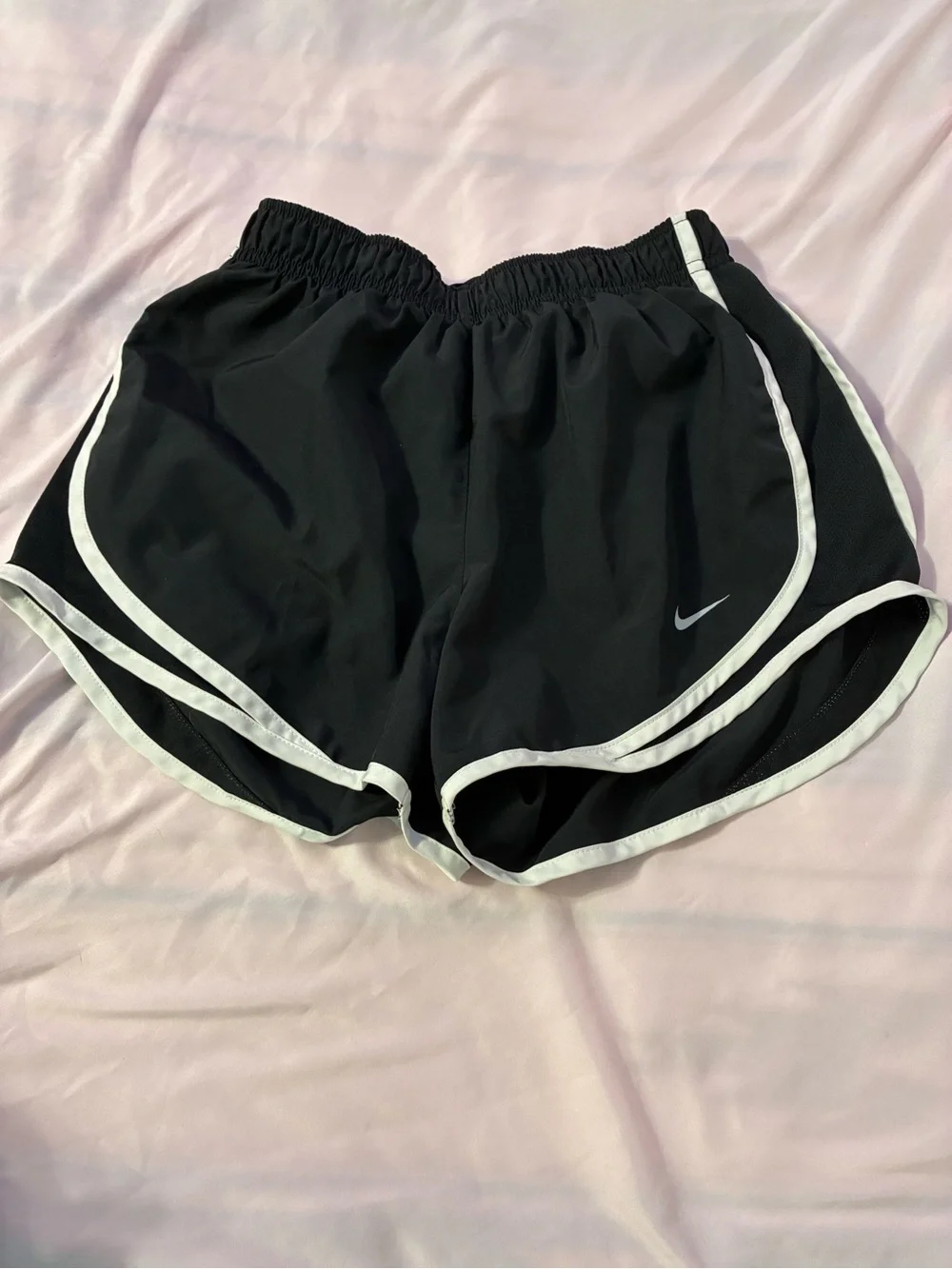 Nike Women's Black Athletic Shorts with White Piping